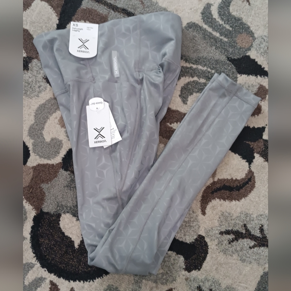 Xersion Womens Size XS High Rise Ankle Leggings Gray Side Pockets Comfortable - Picture 5 of 10